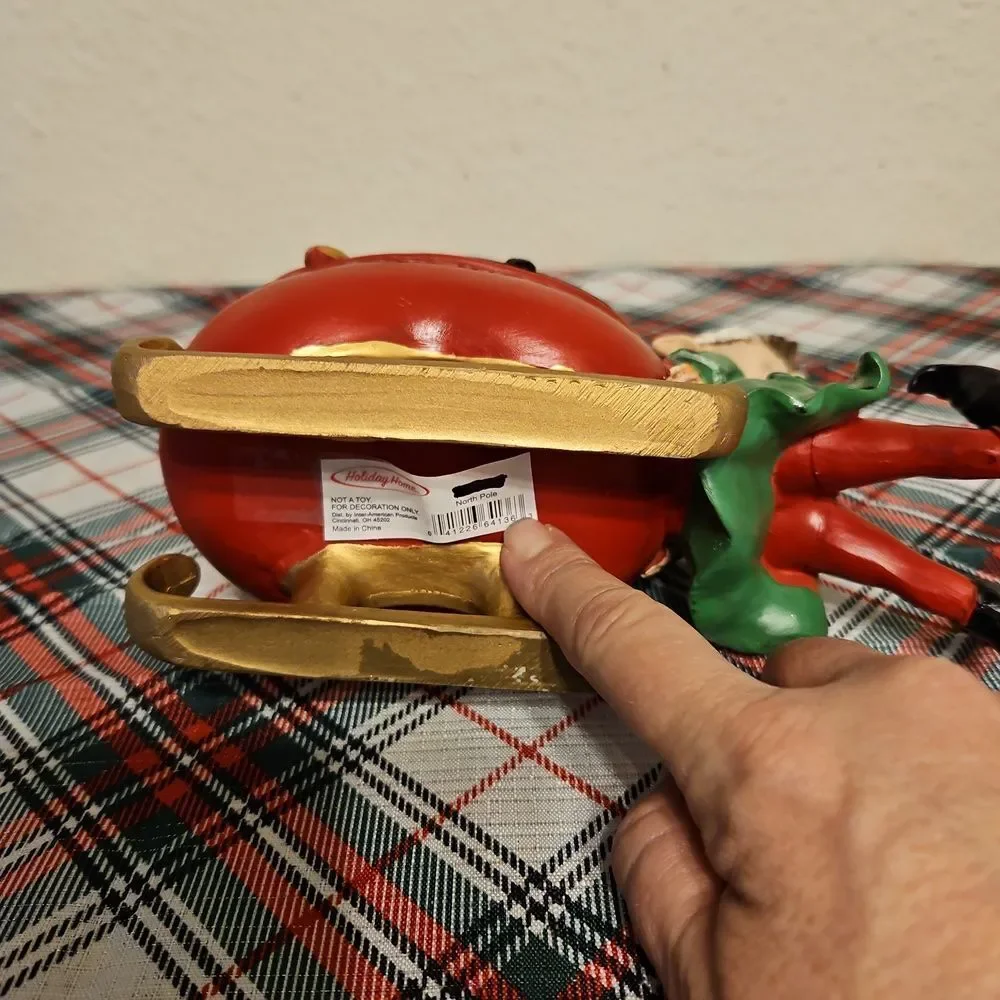 Holiday Home Festive North Pole Elf Sleigh Resin Decor